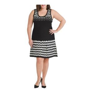 ⭐️NY Collection Sweater Dress Chevron Black & White Sleeveless Office Casual